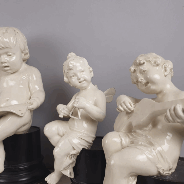 Group Of 5 Earthenware Musician Cherubs, Late 19th, Early 20th. - Image 10