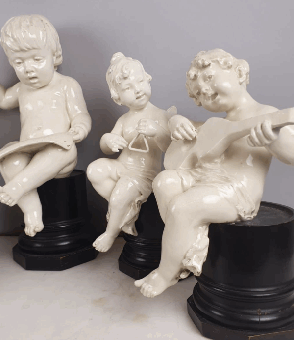 Group Of 5 Earthenware Musician Cherubs, Late 19th, Early 20th. - Image 3