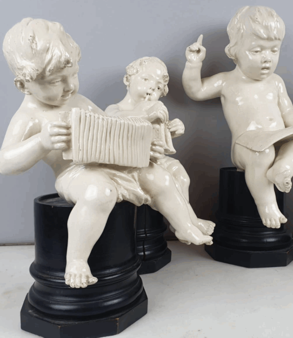 Group Of 5 Earthenware Musician Cherubs, Late 19th, Early 20th. - Image 2