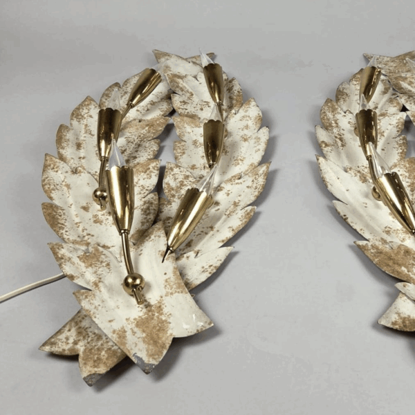 Pair Of Painted Sheet Metal And Brass Wall Lights, 20th Century - Image 5