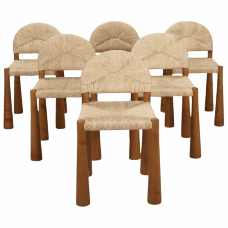 Mid-Century Set of 6 Italian Dining chairs by Alessandro Becchi, 1970s