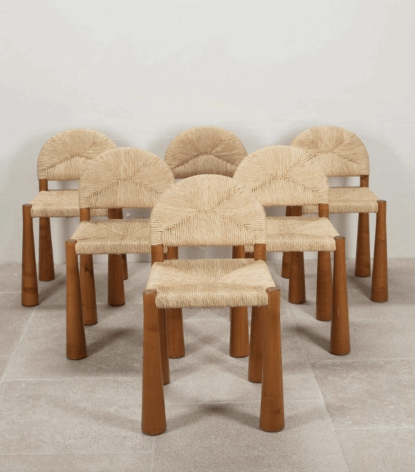 Mid-Century Set of 6 Italian Dining chairs by Alessandro Becchi, 1970s - Image 7