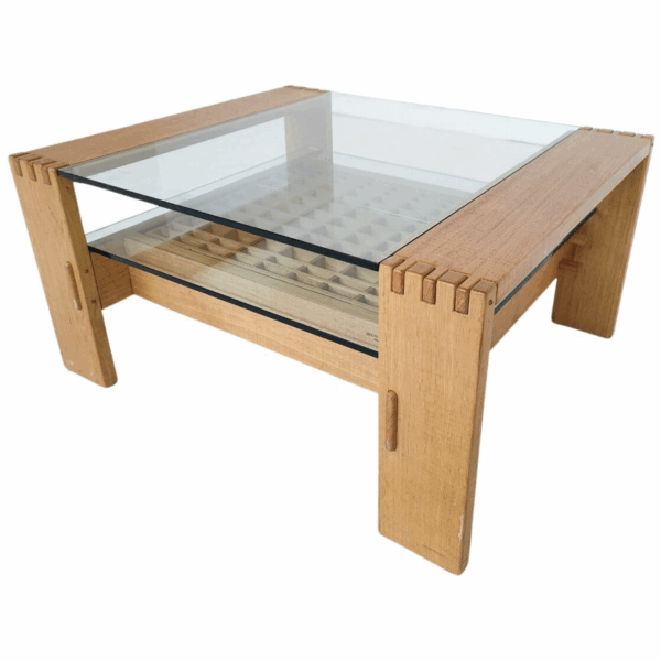 Mid-Century Modern Coffee Table by Rivadossi, Wood and Glass, Italy