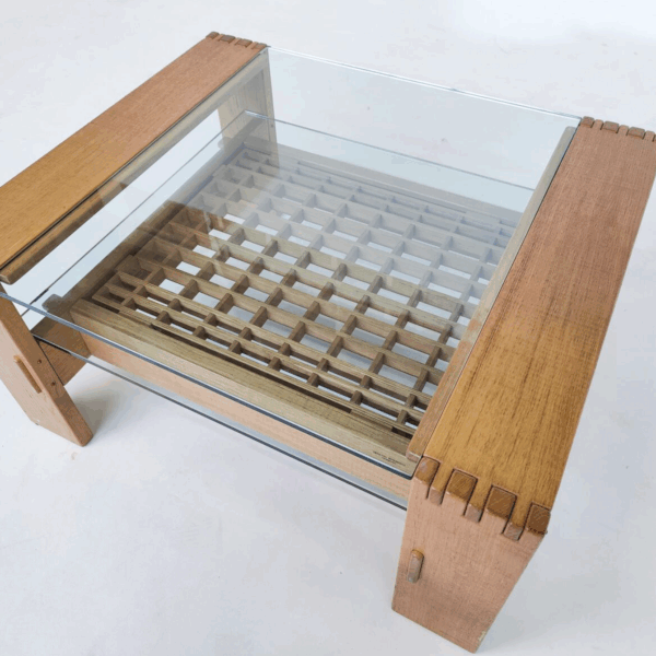 Mid-Century Modern Coffee Table by Rivadossi, Wood and Glass, Italy - Image 4