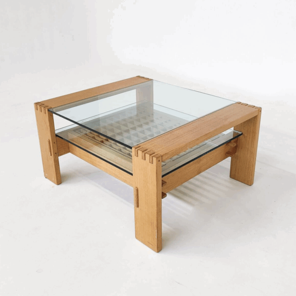 Mid-Century Modern Coffee Table by Rivadossi, Wood and Glass, Italy - Image 2