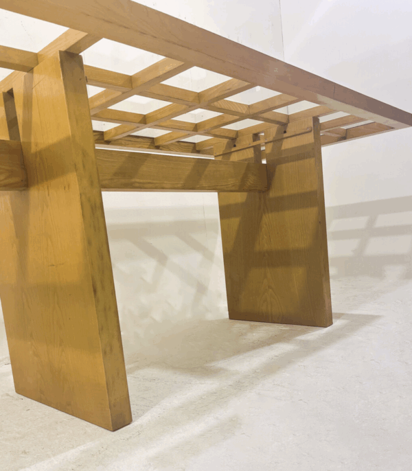 Mid-Century Dining Table, Wood with Glass Top, Italy, 1970s - Image 3