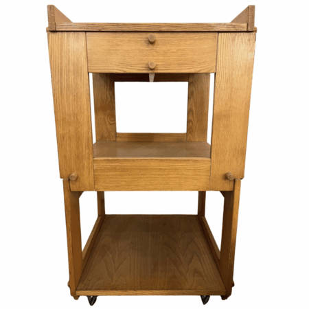 Mid-Century Modern Wooden Side Table with Casters
