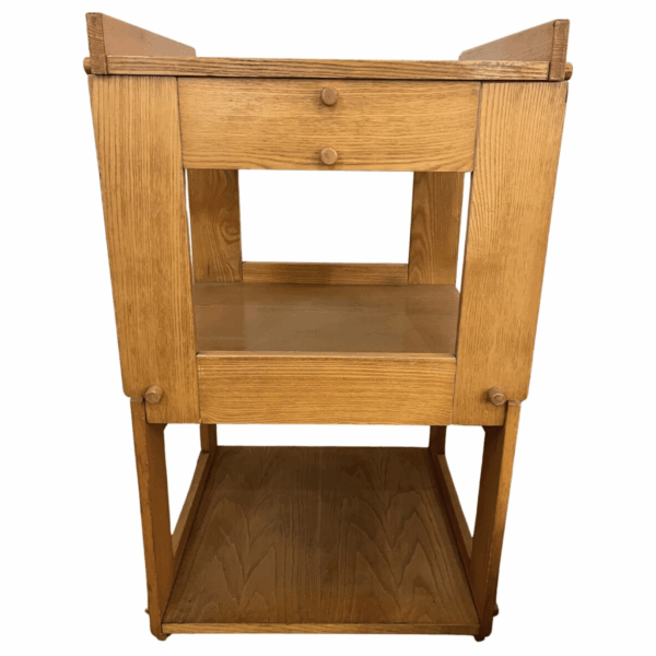 Mid-Century Modern Wooden Side Table with Casters - Image 3
