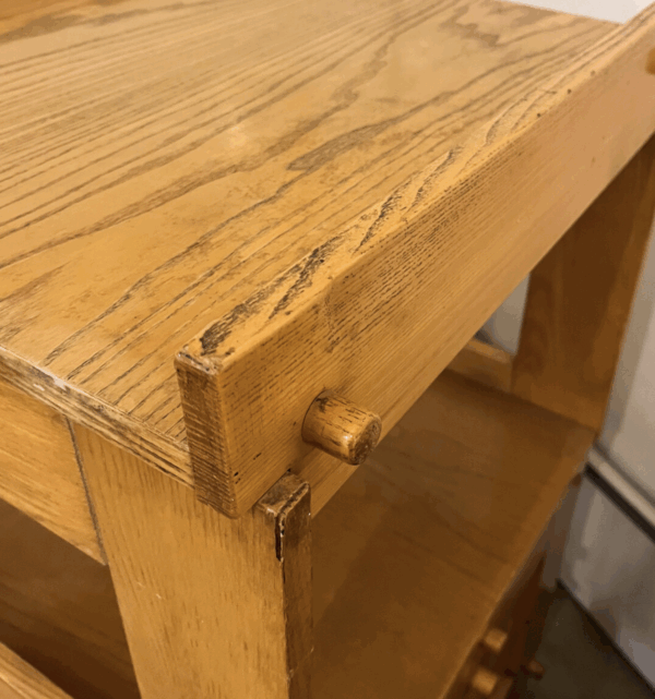Mid-Century Modern Wooden Side Table with Casters - Image 2