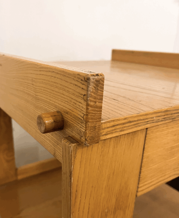 Mid-Century Modern Wooden Side Table with Casters - Image 6