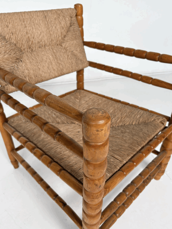 Armchair in the style of Charles Dudouyt, Hand-turned Wood Wood - Image 4