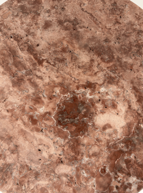 Contemporary Pair of Pink Travertine Side Tables - Image 3