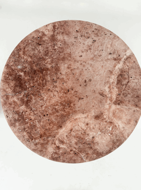 Contemporary Pair of Pink Travertine Side Tables - Image 2