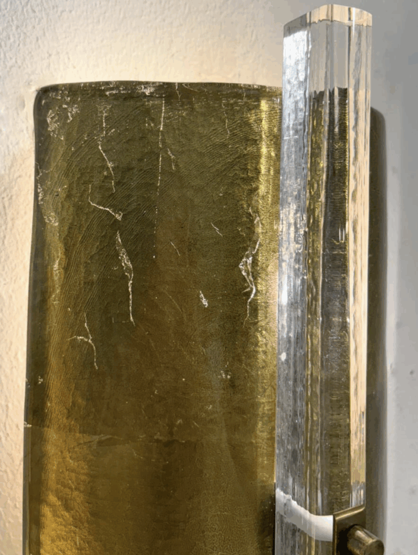 Contemporary Pair of Gold Wall Lights, Glass, Italy - Image 2