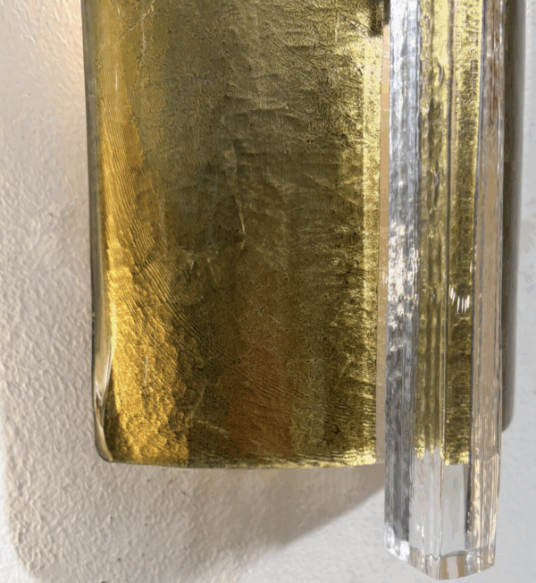 Contemporary Pair of Gold Wall Lights, Glass, Italy - Image 4