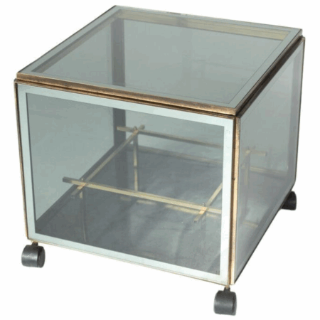 Mid-Century Modern Coffee Table/ Bar, Metal and Glass, 1970s