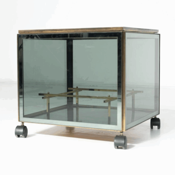 Mid-Century Modern Coffee Table/ Bar, Metal and Glass, 1970s - Image 12