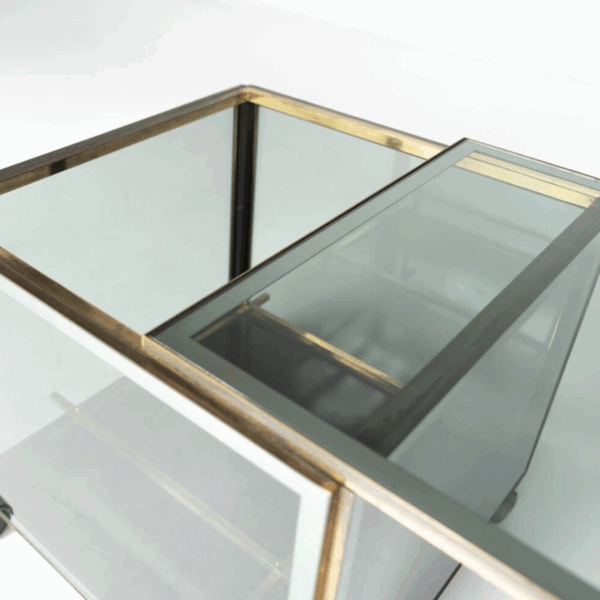 Mid-Century Modern Coffee Table/ Bar, Metal and Glass, 1970s - Image 7