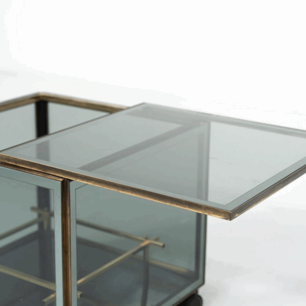 Mid-Century Modern Coffee Table/ Bar, Metal and Glass, 1970s - Image 3