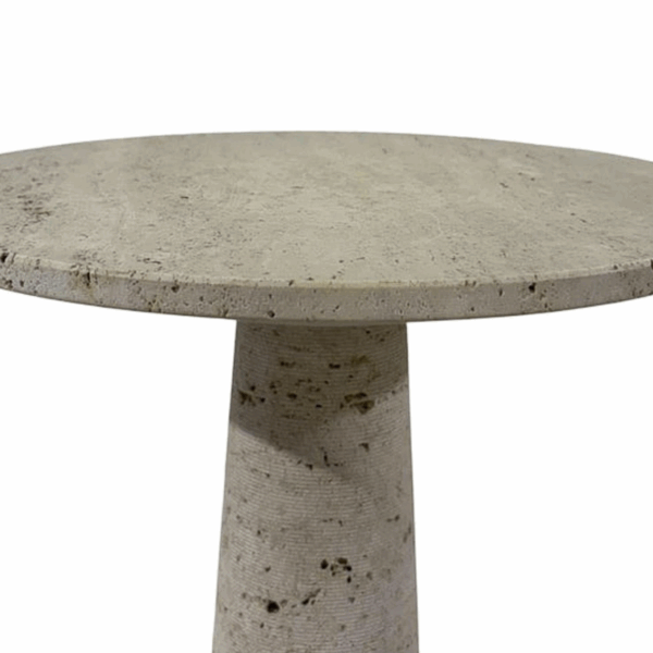 Travertine Pedestal Table, in the style of Angelo Mangiarotti, 1970s - Image 3