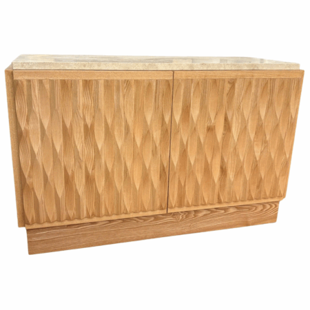 Contemporary Brutalist Sideboard, Wood and Travertine, Italy