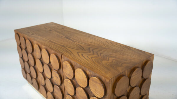 Contemporary Brutalist Wood and Brass Sideboard - Image 8