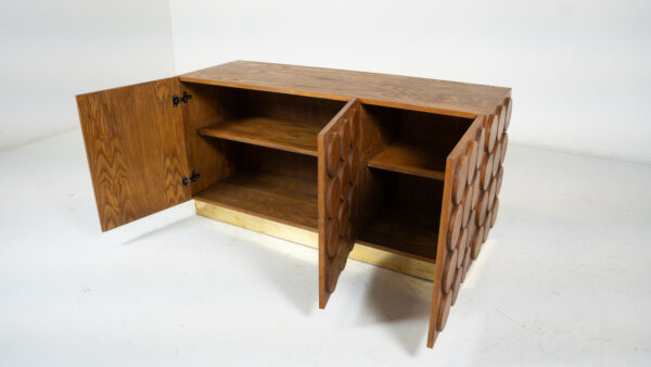 Contemporary Brutalist Wood and Brass Sideboard - Image 7