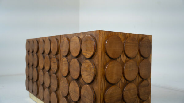 Contemporary Brutalist Wood and Brass Sideboard - Image 4