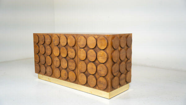 Contemporary Brutalist Wood and Brass Sideboard - Image 2