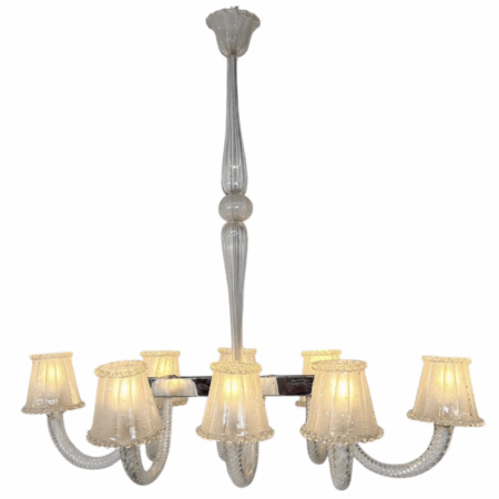 Barovier And Toso Chandelier, Murano Glass - 8 Sconces