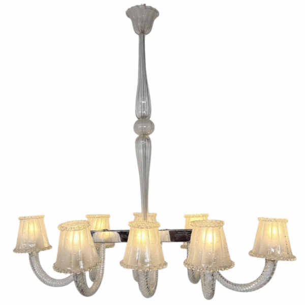 Barovier And Toso Chandelier, Murano Glass - 8 Sconces