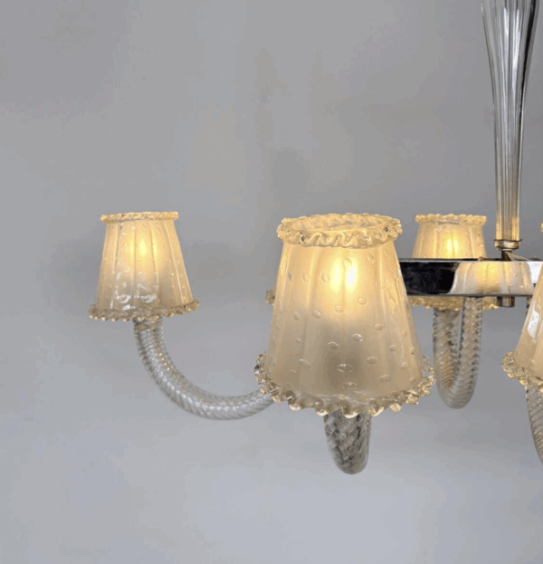 Barovier And Toso Chandelier, Murano Glass - 8 Sconces - Image 9