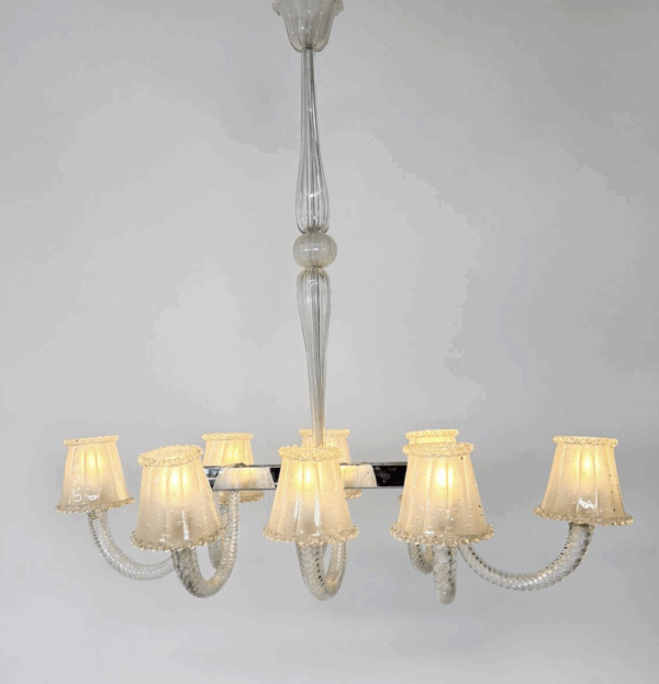 Barovier And Toso Chandelier, Murano Glass - 8 Sconces - Image 8