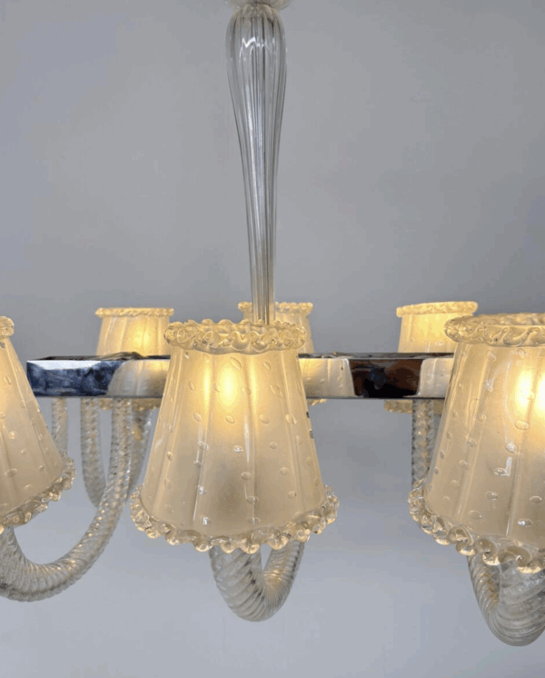Barovier And Toso Chandelier, Murano Glass - 8 Sconces - Image 7