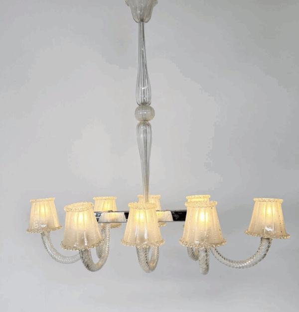 Barovier And Toso Chandelier, Murano Glass - 8 Sconces - Image 4