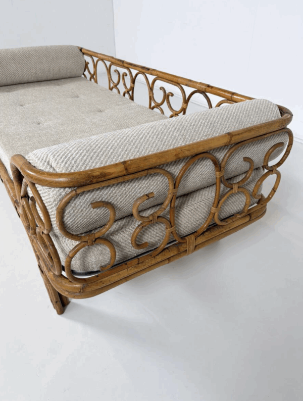 Mid-Century Modern Bamboo Daybed, Italy, 1960s - New Upholstery - Image 5