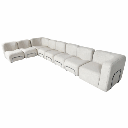 Mid-Century Modern Modular Sofa, Fabric and Chrome, 1970s - New Upholstery