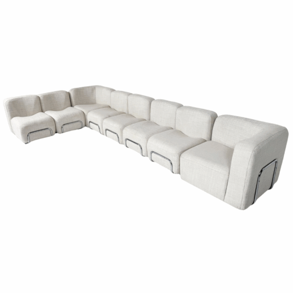 Mid-Century Modern Modular Sofa, Fabric and Chrome, 1970s - New Upholstery