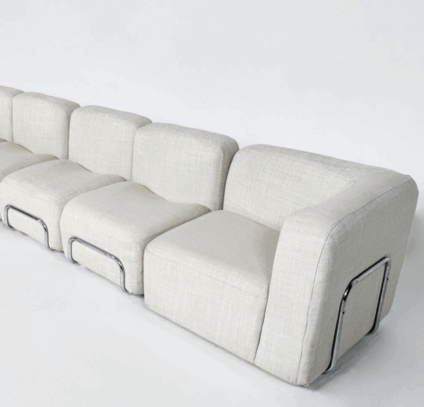 Mid-Century Modern Modular Sofa, Fabric and Chrome, 1970s - New Upholstery - Image 2