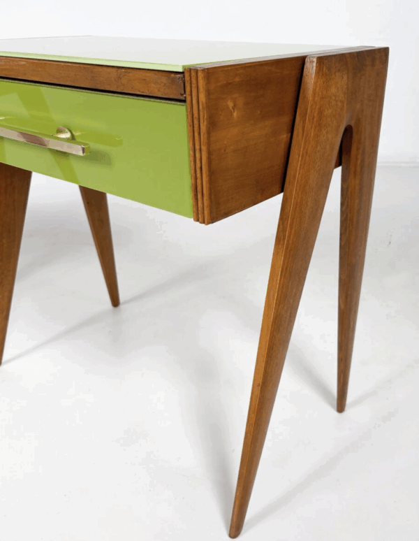 Contemporary Pair of Green Nightstands, Wood and Glass, Italy - Image 8