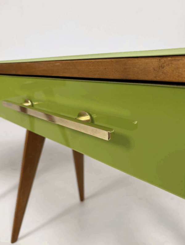 Contemporary Pair of Green Nightstands, Wood and Glass, Italy - Image 10