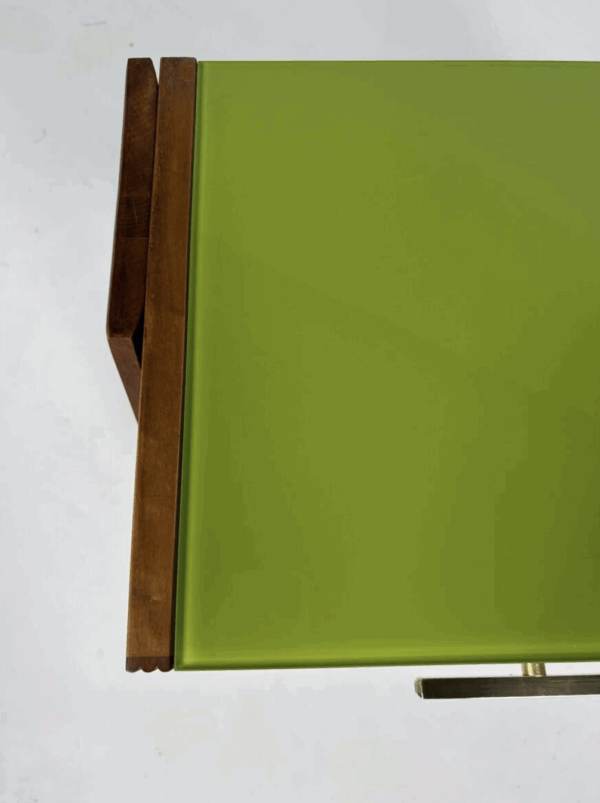 Contemporary Pair of Green Nightstands, Wood and Glass, Italy - Image 3
