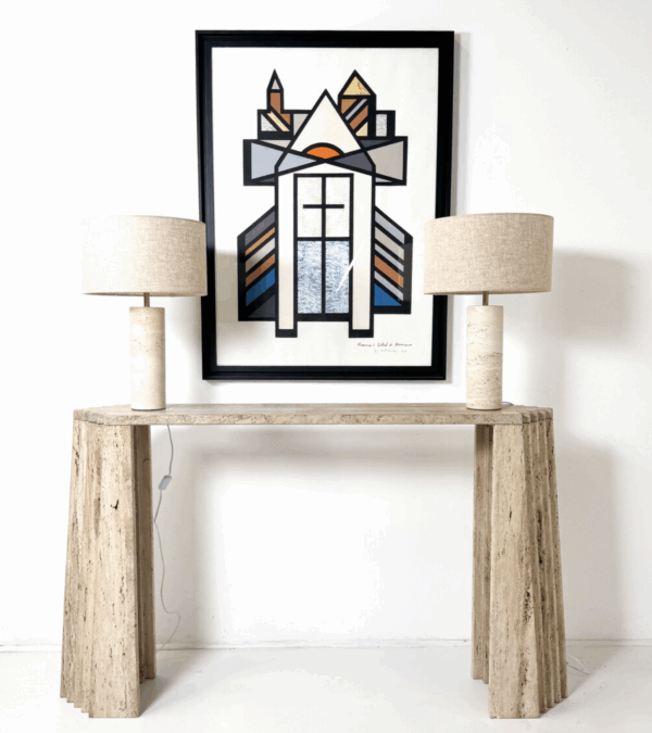 Mid-century Travertine Console, Italy - Image 3