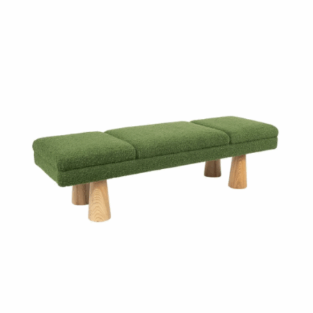 Contemporary Green Bench, Wood and Fabric, Italy