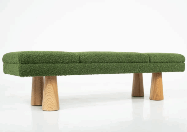 Contemporary Green Bench, Wood and Fabric, Italy - Image 3