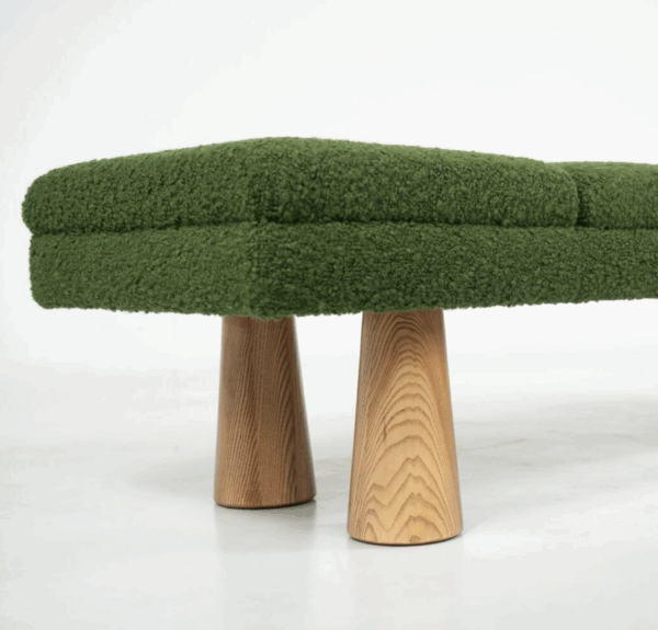 Contemporary Green Bench, Wood and Fabric, Italy - Image 5