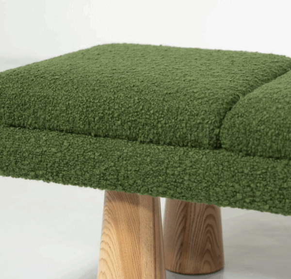 Contemporary Green Bench, Wood and Fabric, Italy - Image 6