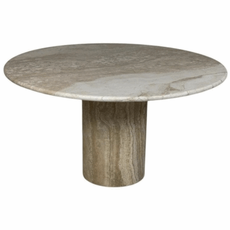 Mid-Century Modern Round Travertine Dining Table, 1970s