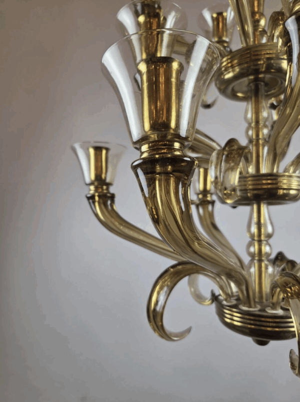 Flavio Poli Glass Chandelier with 15 Light Arms, 1940 - Image 5