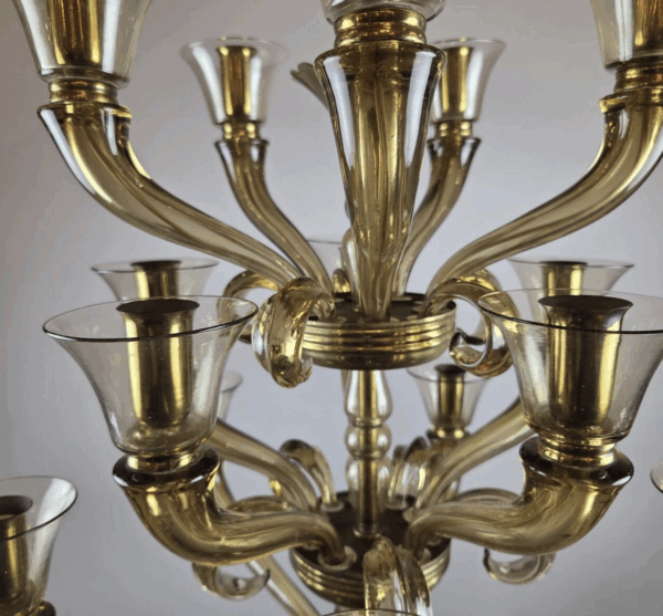 Flavio Poli Glass Chandelier with 15 Light Arms, 1940 - Image 4